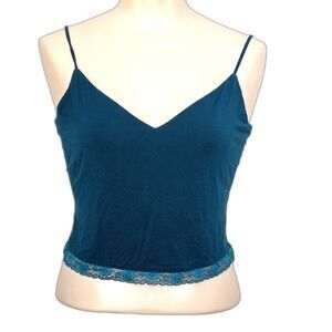 Victoria's Secret Dark Teal Lace Trimmed Lace Back Cami S/M